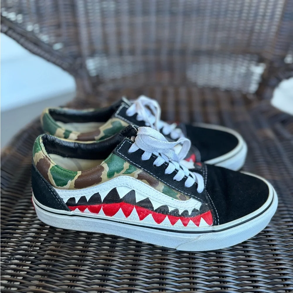 VANS X BAPE Custom Camo Old Skool Shoe/Sneakers 7 men’s or 5.5 women’s - Picture 7 of 9